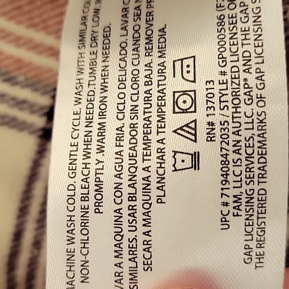 NWT GAP XS rust purple cream plaid flannel. Relaxed fit. - Picture 6 of 6